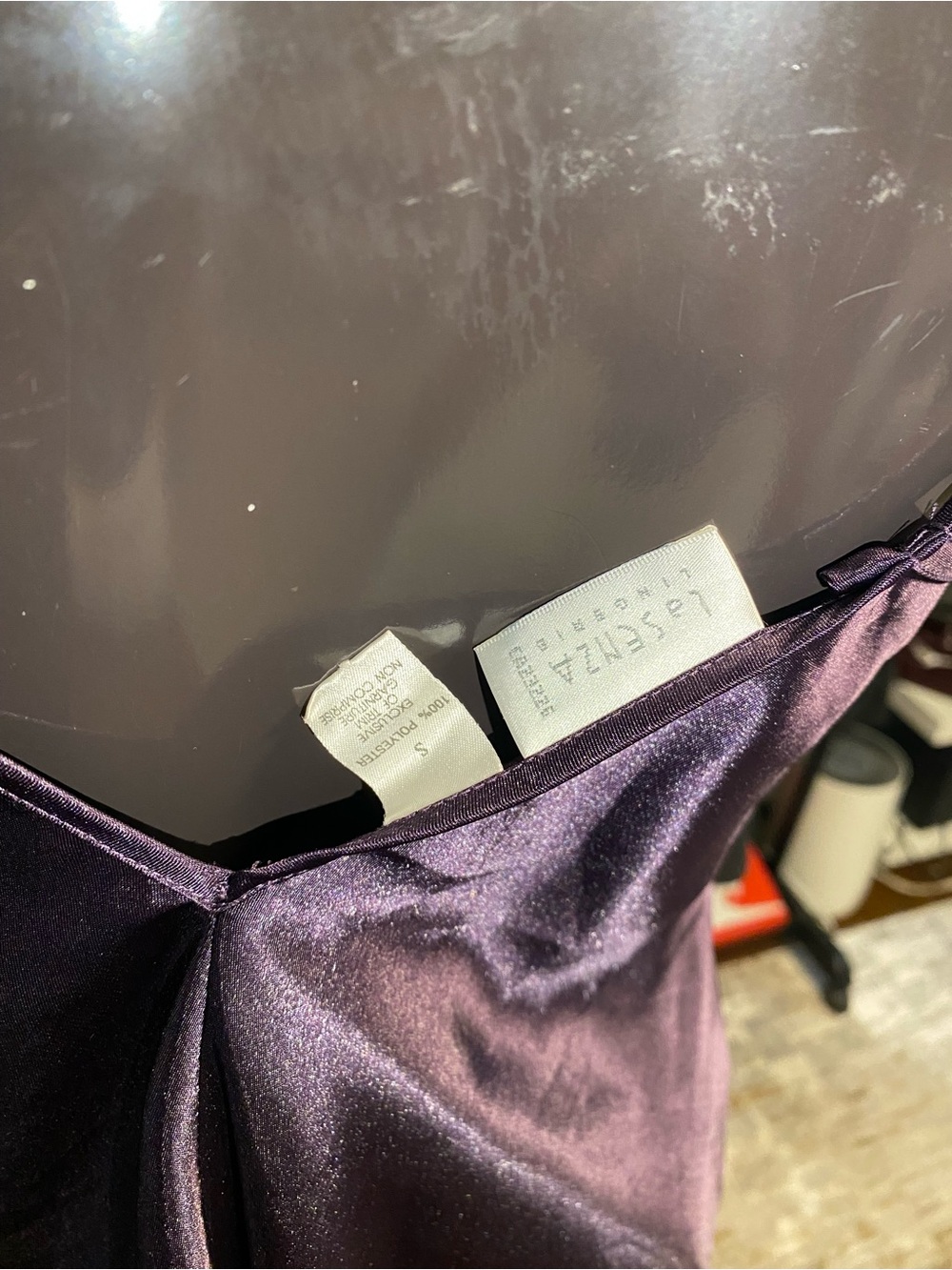 La Senza Satin Lace-Up Slip Dress - Dark Purple - Picture 6 of 6